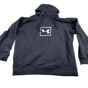 Under Armour Mens Sweatshirt Medium Black Hoodie With Logo & Kangaroo Pocket